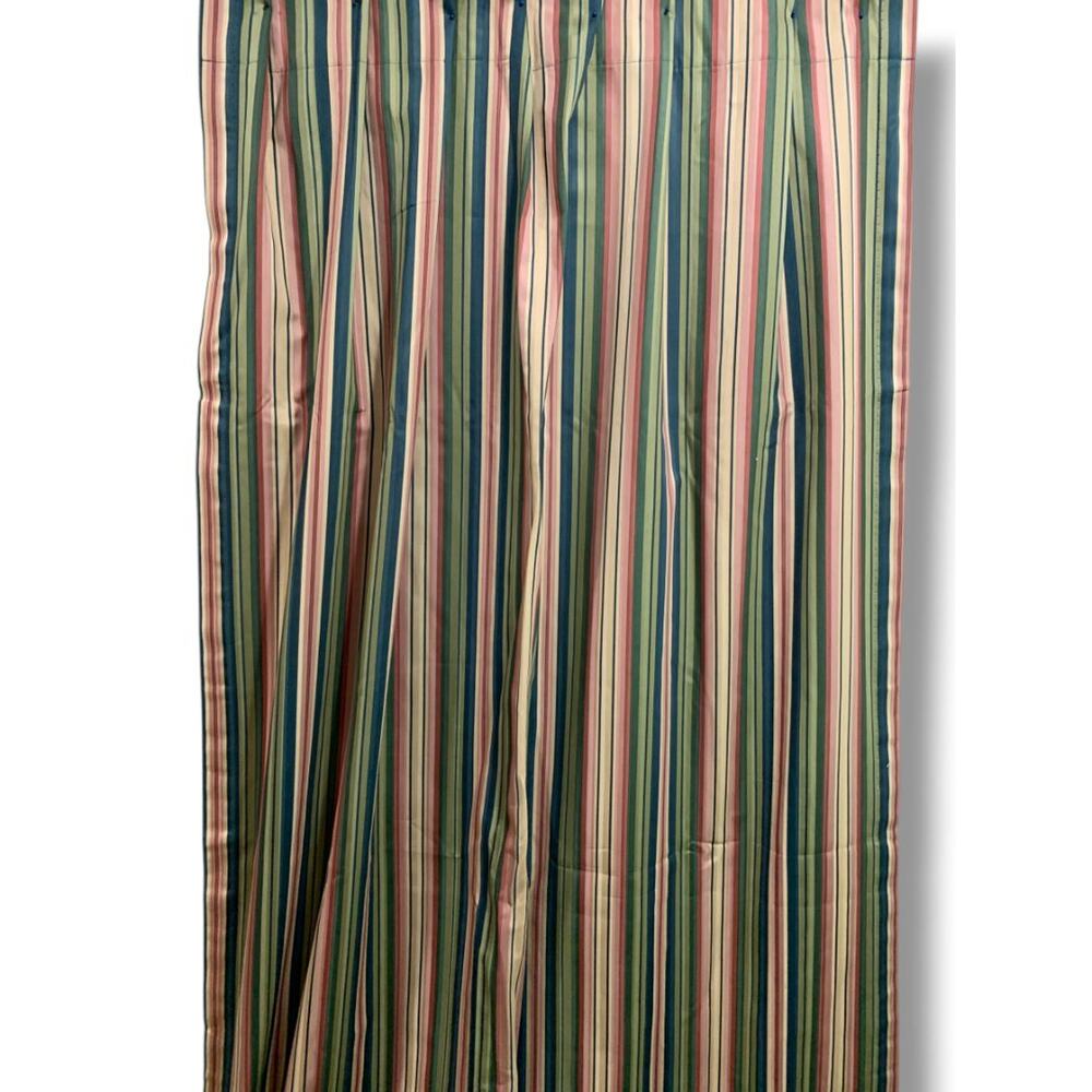 Set of 2 Curtain Panels Rod Pocket Striped Cotton Lined 47" x 82"